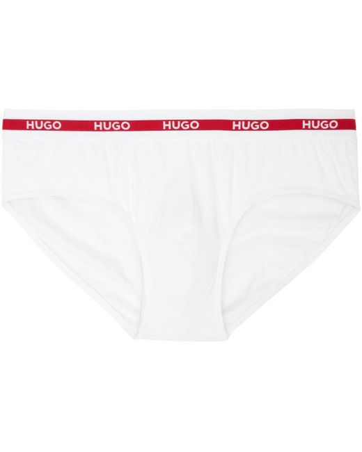 HUGO Three-pack White & Red Briefs for men