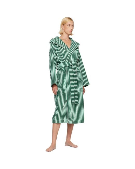Tekla Green Terry Hooded Bathrobe