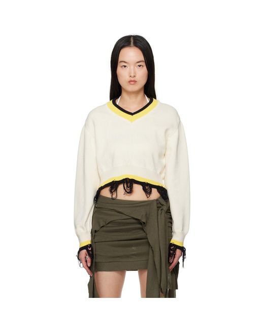 OTTOLINGER Natural Off- Cropped V-neck Sweater