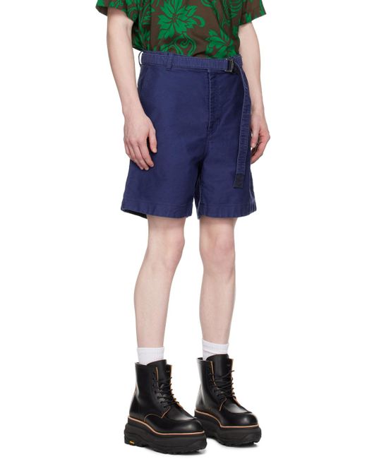 Sacai Blue Belted Shorts for men