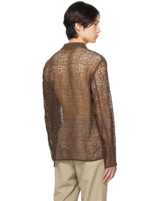 Amomento Brown Sheer Shirt for men