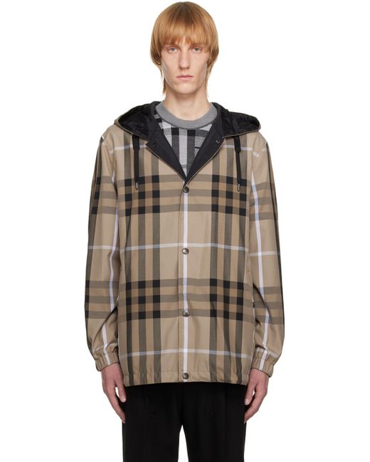 Burberry Multicolor Brown Reversible Check Jacket for men