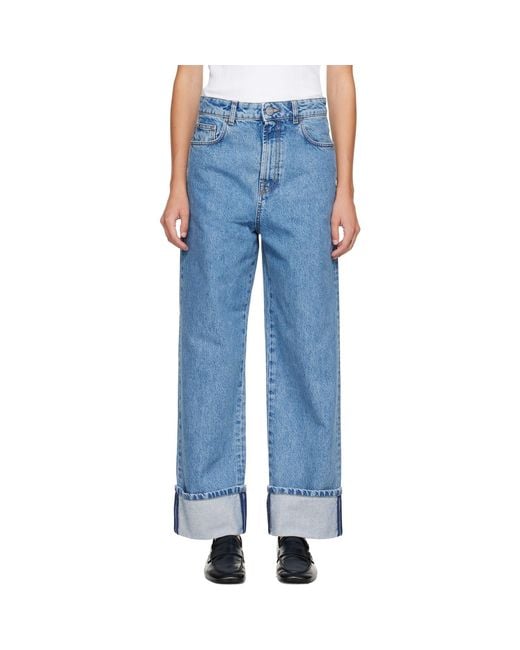 Rohe Blue Rixt Turn-Up Baggy Jeans