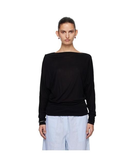 Totême Black Boatneck Jersey T-Shirt