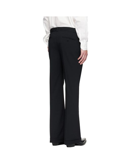 Ernest W. Baker Black Cuffed 70's Trousers for men