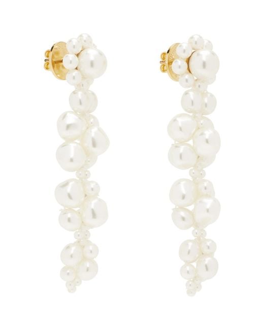 Simone Rocha White Cluster Drip Earrings