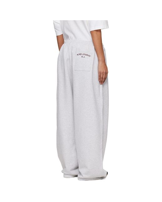 Acne White Fleece Logo Sweatpants