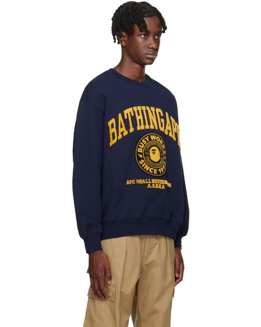 A Bathing Ape Blue College Sweatshirt for men