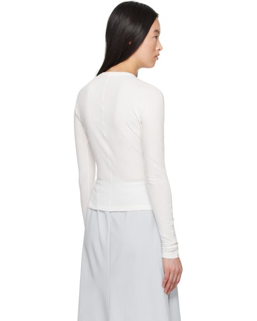Y-3 White Fitted Long Sleeve T-Shirt