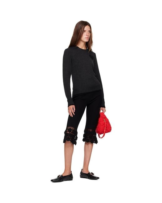 Ganni Black Crewneck Wool Sweater