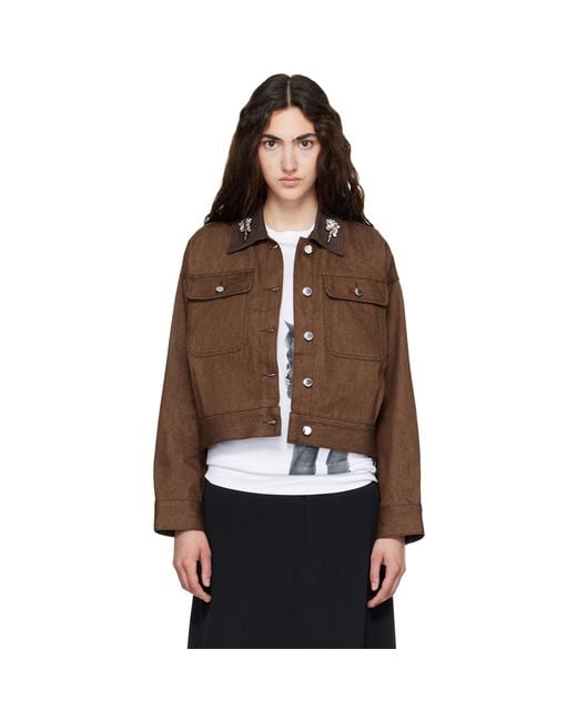 Simone Rocha Brown Cropped Utility Denim Workwear Jacket