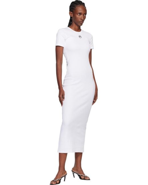 MARINE SERRE Black Moon Logo Ribbed Jersey Tube Maxi Dress