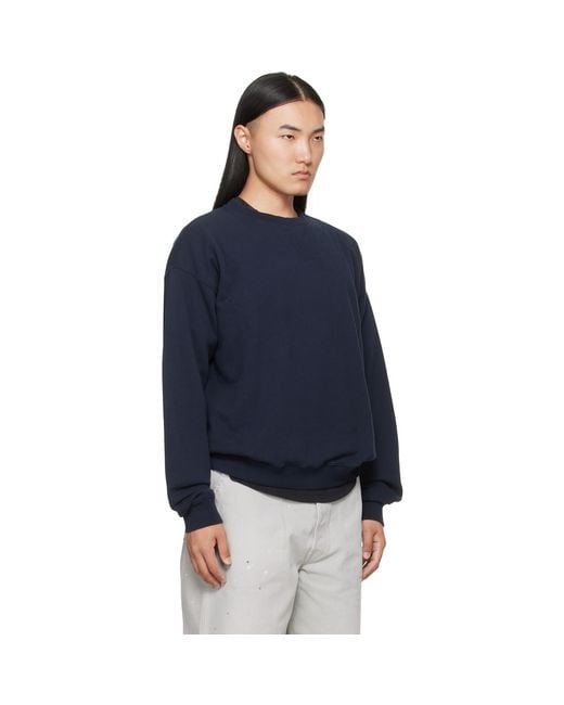 Maison Margiela Blue Double-Layer Cotton Sweatshirt for men