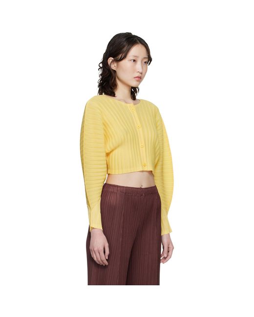 Pleats Please Issey Miyake Yellow Rib Pleats January Cardigan