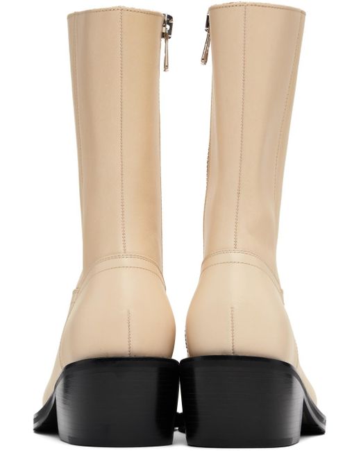 Dries Van Noten Natural Off-white Paneled Boots for men