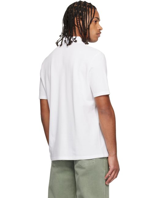 Balmain White Écusson Print Cotton Polo for men