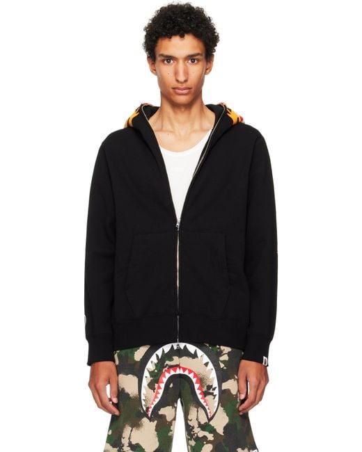 A Bathing Ape Black Tiger Full Zip Hoodie for men