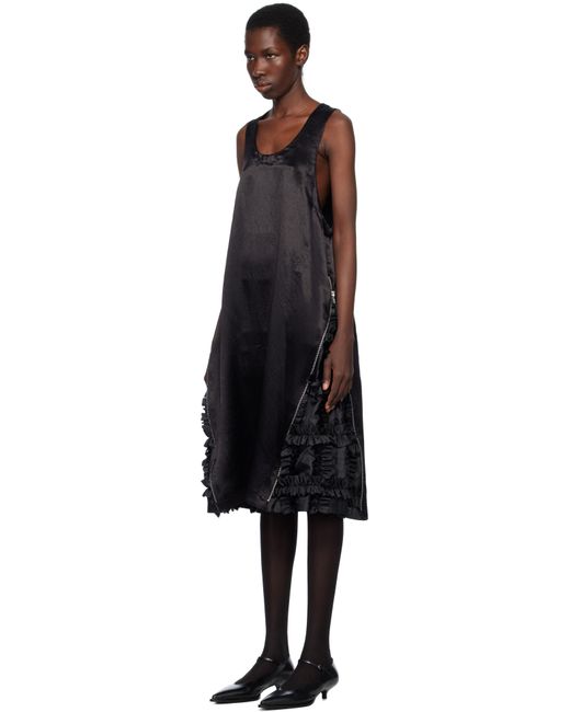 COMME DES GARÇON BLACK ブラック タフタ フリル ミディアムワンピース Black