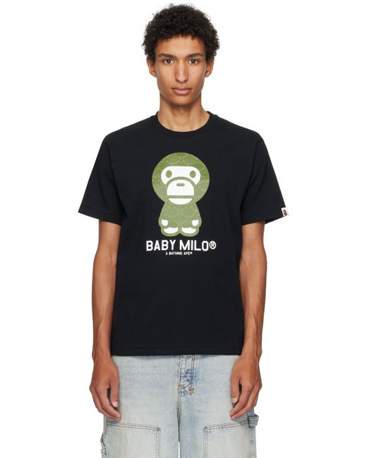 A Bathing Ape Black College Monogram Baby Milo T-Shirt for men