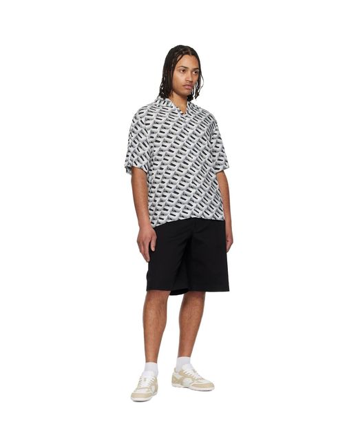 HUGO Black Oversized-Fit Statement Print Shirt for men