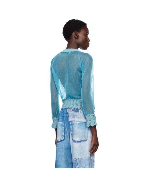 ANDERSSON BELL Blue Sheer Knit Cardigan