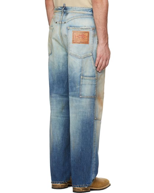 DSquared² Blue Medium Rusty Nail Wash Loose Carpenter Jeans for men