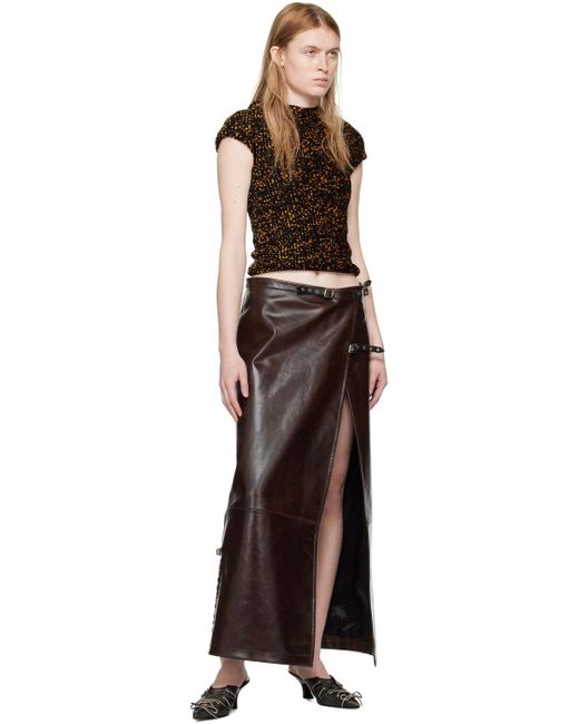 Acne Black Long Leather Maxi Skirt