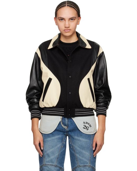 ANDERSSON BELL Black Off- Robyn Leather Bomber Jacket