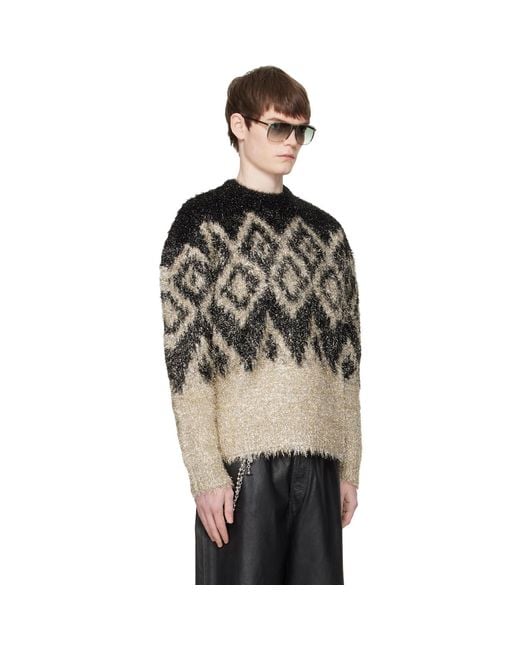 Acne Black Metallic Knit Sweater for men