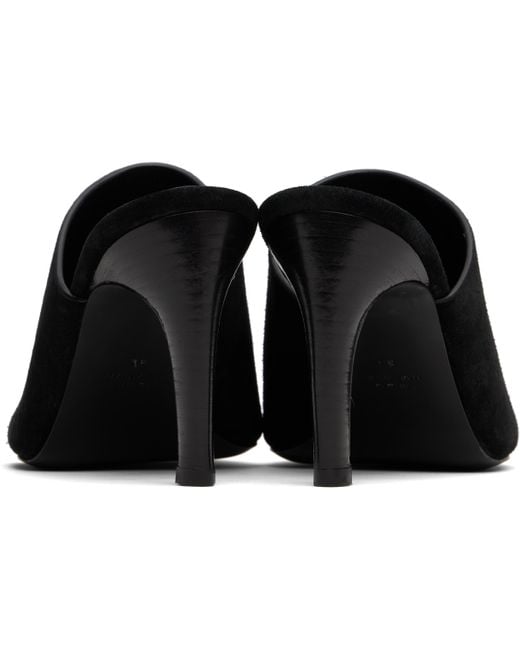 Totême  Black Velour-Leather Bandeau Mules
