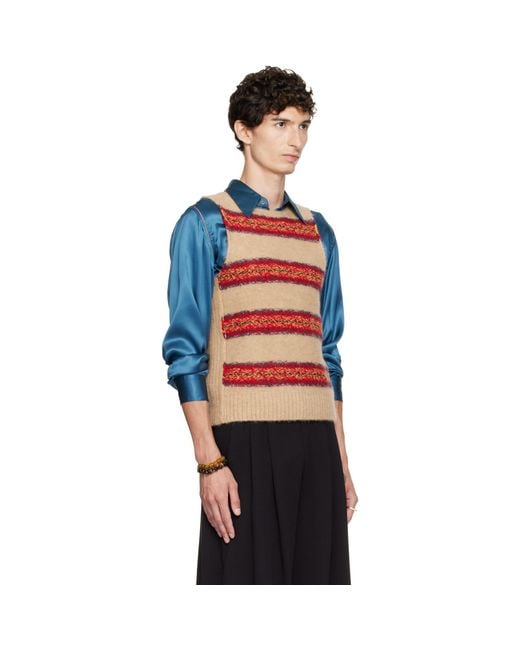 Dries Van Noten Black Jacquard Wool Sweater Vest for men