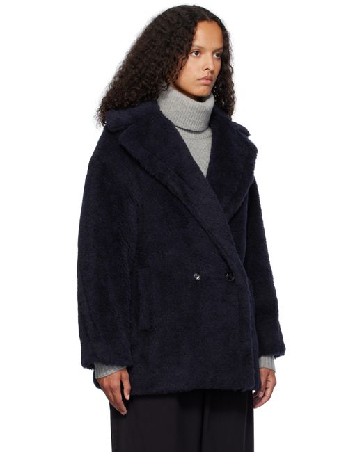 Max Mara Blue Olga Short Faux-Fur Coat