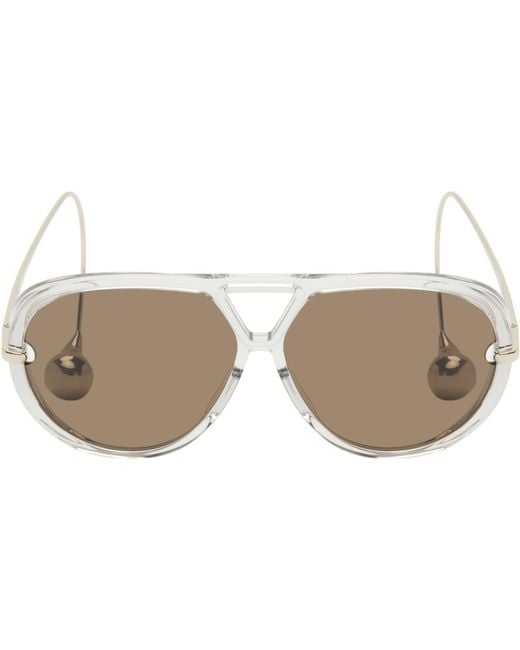 Bottega Veneta Black Transparent Drop Aviator Sunglasses