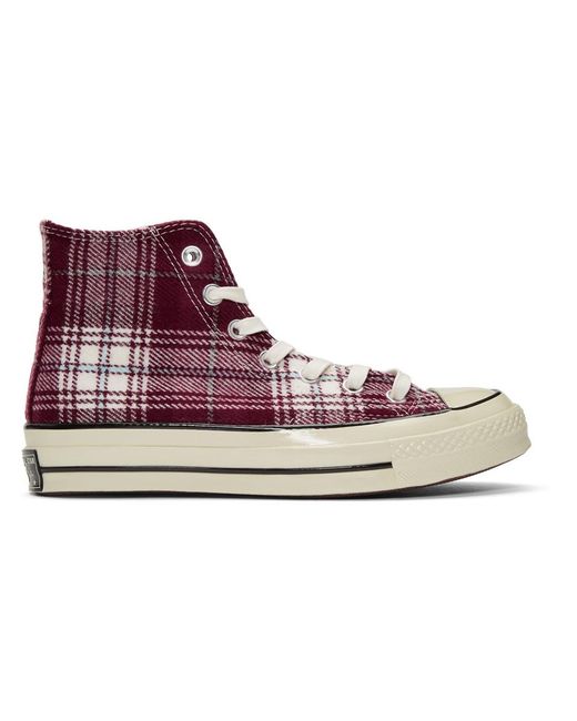 Converse Multicolor Burgundy Plaid Chuck 70 High Sneakers for men