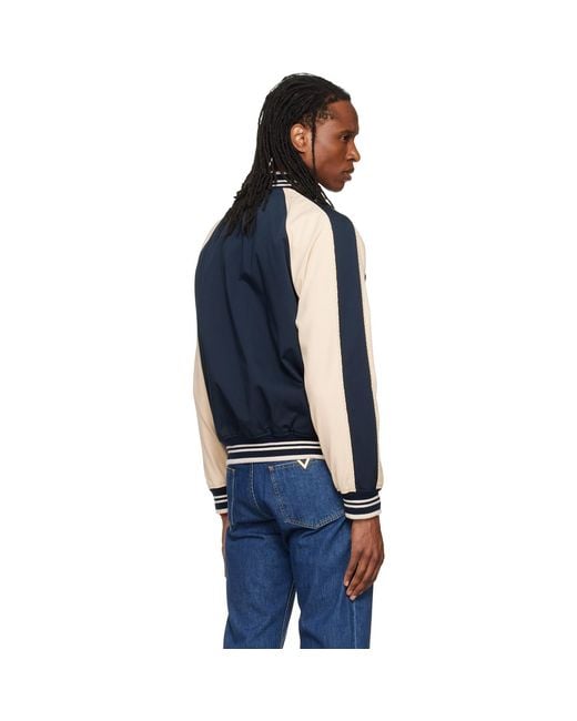 Valentino Blue Canvas & Fine Gabardine Bomber Jacket for men