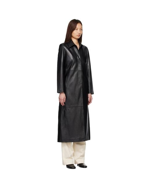 Nour Hammour Black Gotham Leather Coat