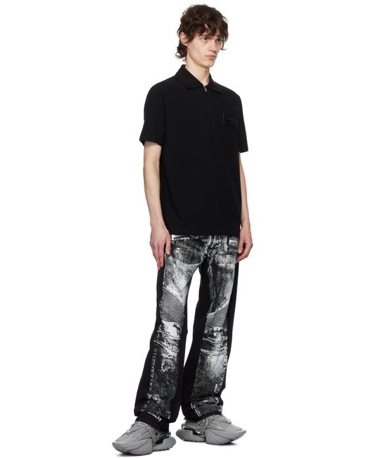 Balmain Black Unicorn Low Fleece Print Sneakers for men
