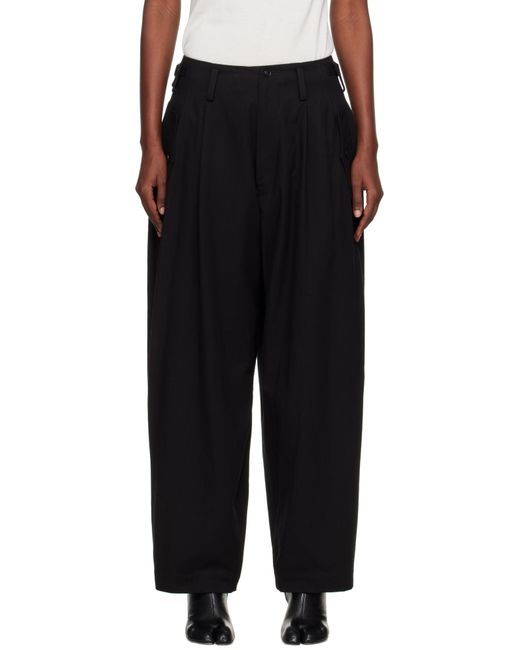 Y's Yohji Yamamoto Black U-Double Tuck Wide Trousers