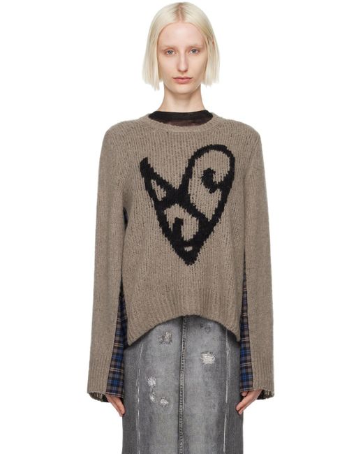 Acne Black Taupe Deconstructed Sweater