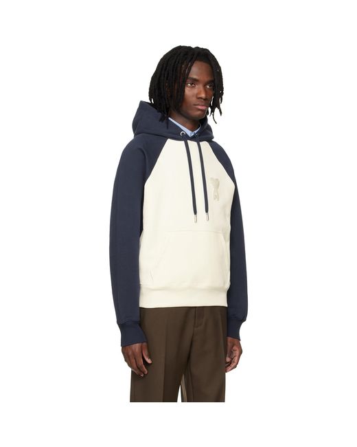 AMI Black Off- & Cotton Knitted Ami De Coeur Hoodie for men