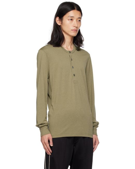 Tom Ford Multicolor Khaki Jersey Henley for men