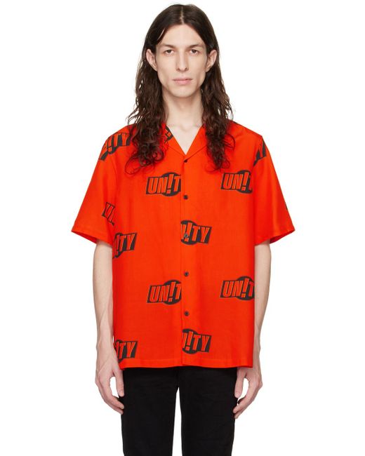 Ksubi Orange 'unity' Sign Resort Shirt for men
