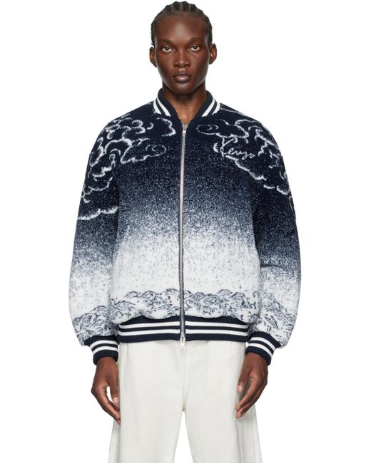 Blouson Aviateur Bleu Marine A Images A Logo KENZO pour homme en coloris Bleu Lyst
