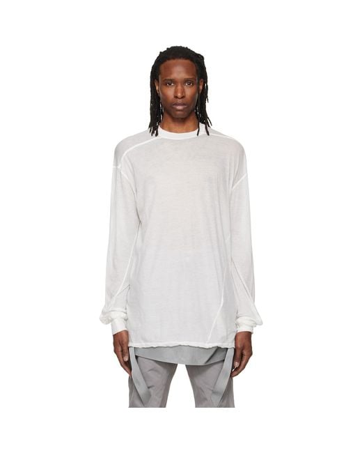 Rick Owens White Off- Tower Rick S Jumbo L/S T-Shirt for men