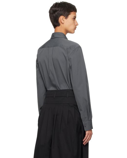 Lemaire Black Gray Pointed Collar Shirt