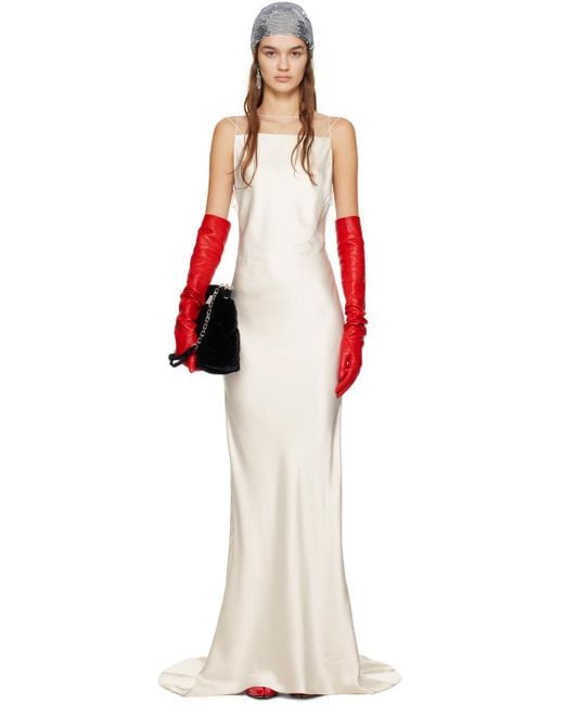 Maison Margiela Red Off-white Paneled Maxi Dress