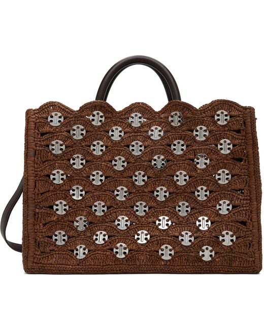 Rabanne Brown Large Signature Signature 1969 Discs Tote