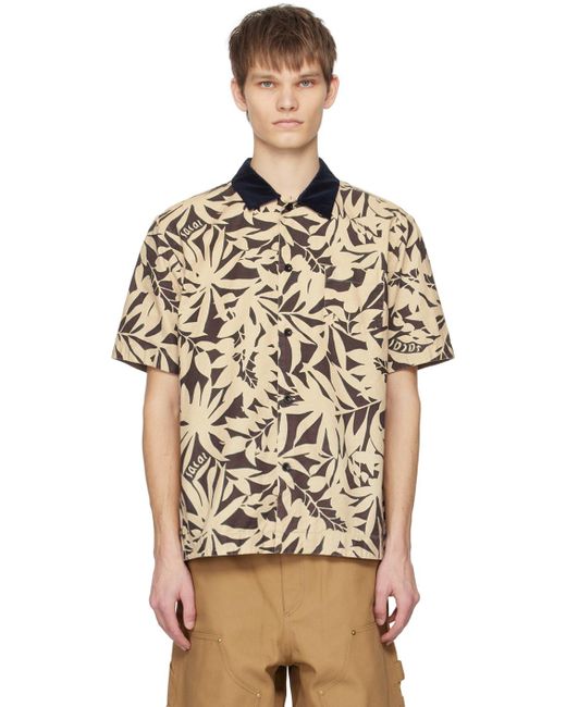 Sacai Multicolor Brown & Beige Leaf Shirt for men
