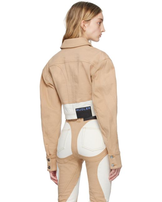 Mugler Natural Ssense Exclusive Beige & White Cropped Denim Jacket