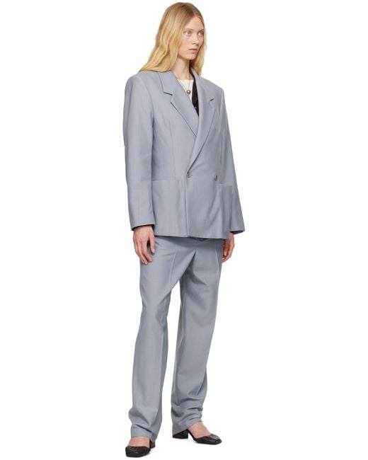 ジャケット LEMAIRE Grey melange double-breasted jacket Blue Grey Melange Double Breasted Tailored Jacket | LEMAIRE